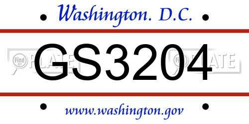 GS3204 District Of Columbia License Plate