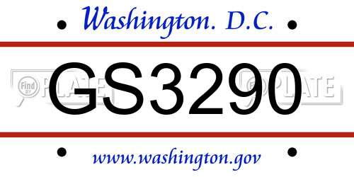GS3290 District Of Columbia License Plate