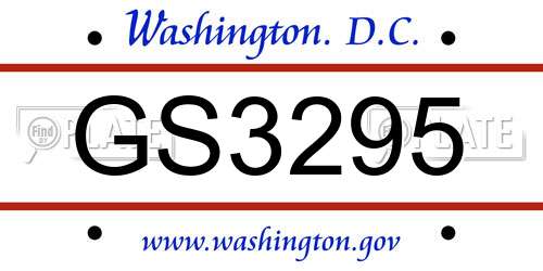 GS3295 District Of Columbia License Plate