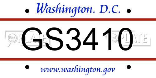 GS3410 District Of Columbia License Plate