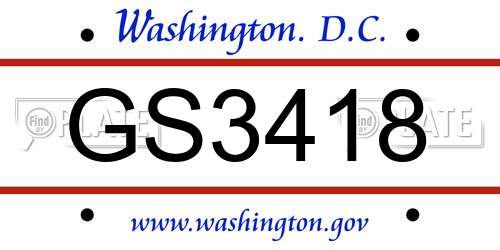 GS3418 District Of Columbia License Plate