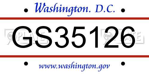 GS35126 District Of Columbia License Plate