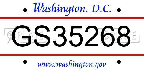 GS35268 District Of Columbia License Plate