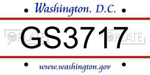 GS3717 District Of Columbia License Plate