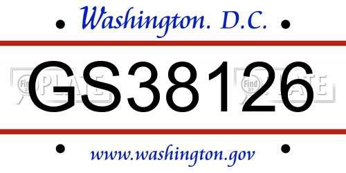 GS38126 District Of Columbia License Plate