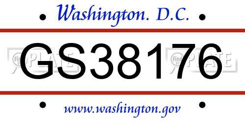 GS38176 District Of Columbia License Plate