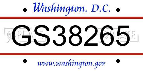 GS38265 District Of Columbia License Plate