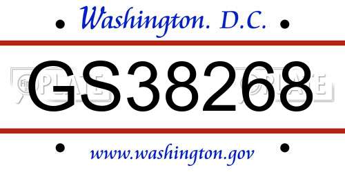 GS38268 District Of Columbia License Plate