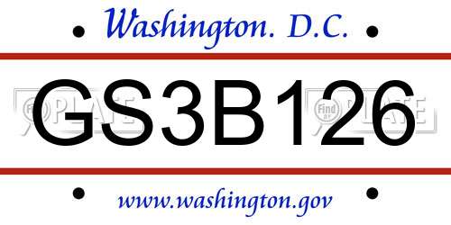 GS3B126 District Of Columbia License Plate