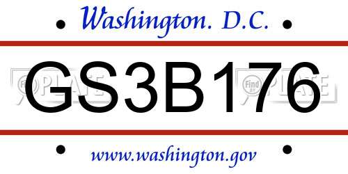 GS3B176 District Of Columbia License Plate