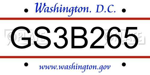GS3B265 District Of Columbia License Plate