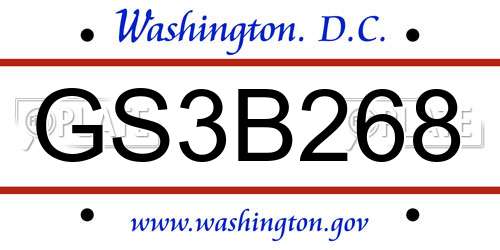GS3B268 District Of Columbia License Plate