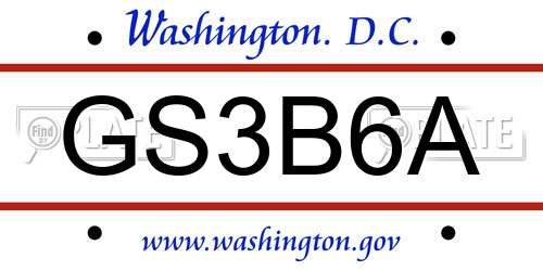 GS3B6A District Of Columbia License Plate