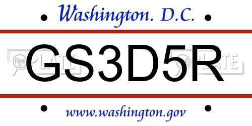 GS3D5R District Of Columbia License Plate