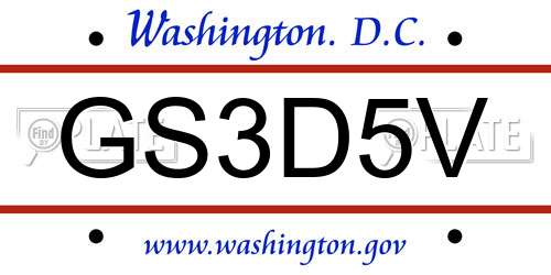 GS3D5V District Of Columbia License Plate