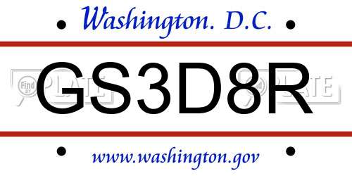 GS3D8R District Of Columbia License Plate