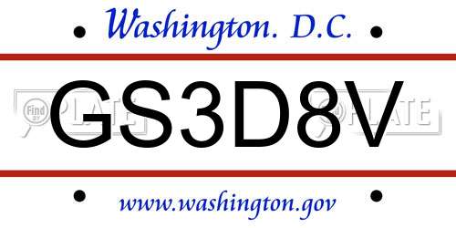 GS3D8V District Of Columbia License Plate