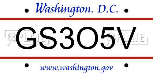 GS3O5V District Of Columbia License Plate