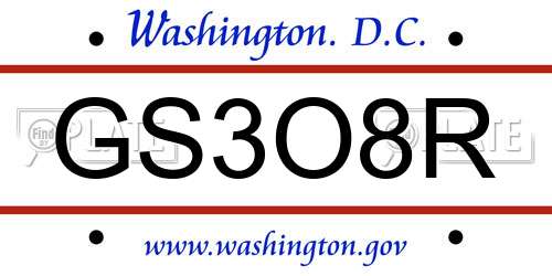 GS3O8R District Of Columbia License Plate