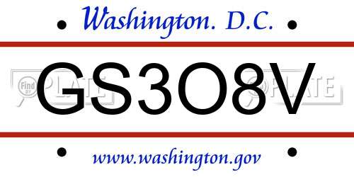 GS3O8V District Of Columbia License Plate