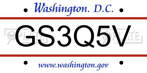GS3Q5V District Of Columbia License Plate