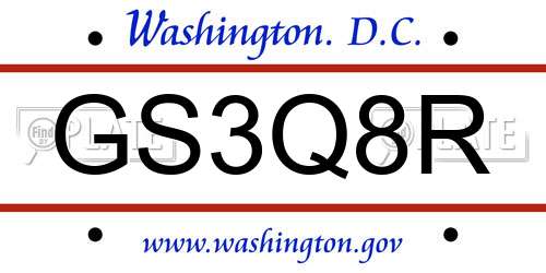 GS3Q8R District Of Columbia License Plate