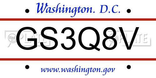 GS3Q8V District Of Columbia License Plate