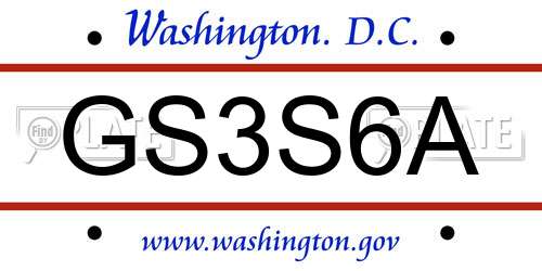 GS3S6A District Of Columbia License Plate