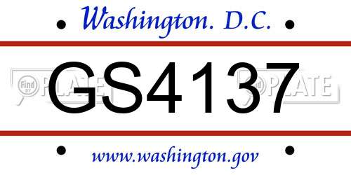 GS4137 District Of Columbia License Plate