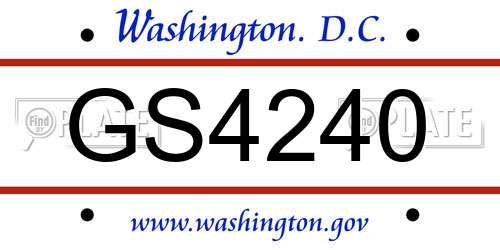 GS4240 District Of Columbia License Plate