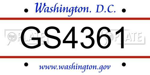 GS4361 District Of Columbia License Plate
