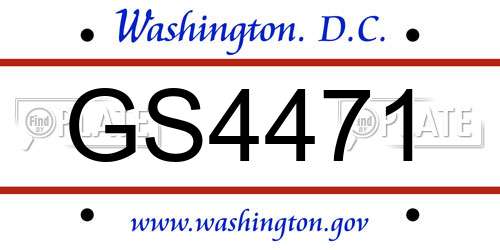 GS4471 District Of Columbia License Plate