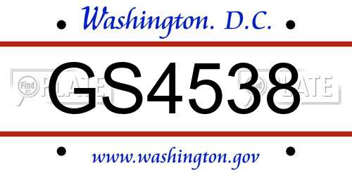 GS4538 District Of Columbia License Plate