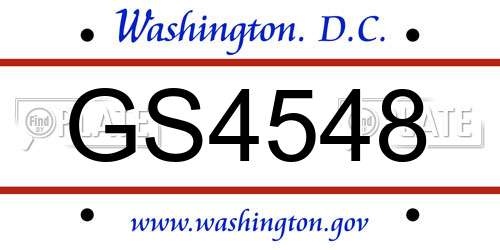GS4548 District Of Columbia License Plate