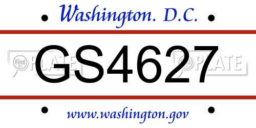 GS4627 District Of Columbia License Plate