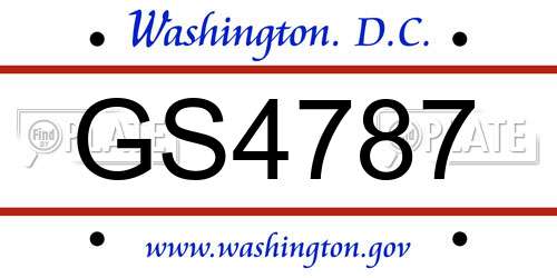 GS4787 District Of Columbia License Plate