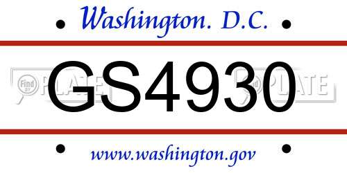 GS4930 District Of Columbia License Plate