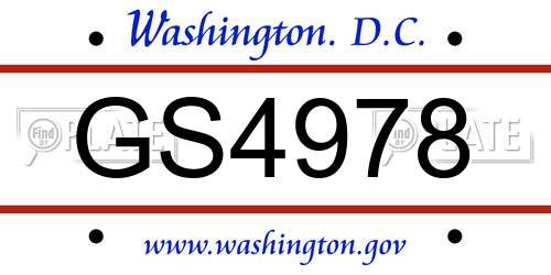 GS4978 District Of Columbia License Plate