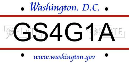 GS4G1A District Of Columbia License Plate