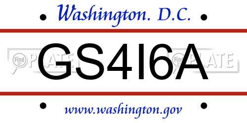 GS4I6A District Of Columbia License Plate