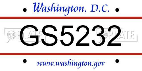 GS5232 District Of Columbia License Plate