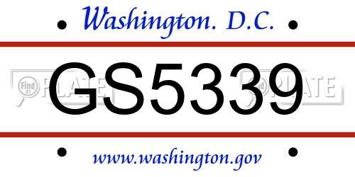 GS5339 District Of Columbia License Plate