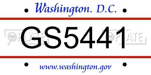 GS5441 District Of Columbia License Plate