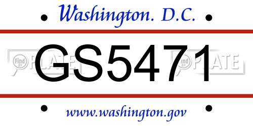 GS5471 District Of Columbia License Plate