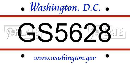 GS5628 District Of Columbia License Plate