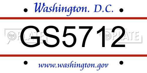 GS5712 District Of Columbia License Plate