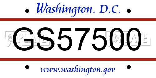 GS57500 District Of Columbia License Plate