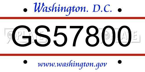 GS57800 District Of Columbia License Plate