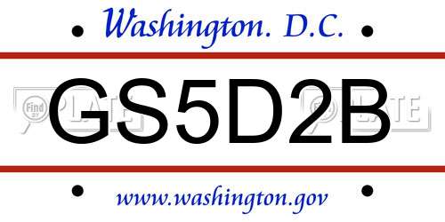 GS5D2B District Of Columbia License Plate