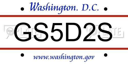 GS5D2S District Of Columbia License Plate